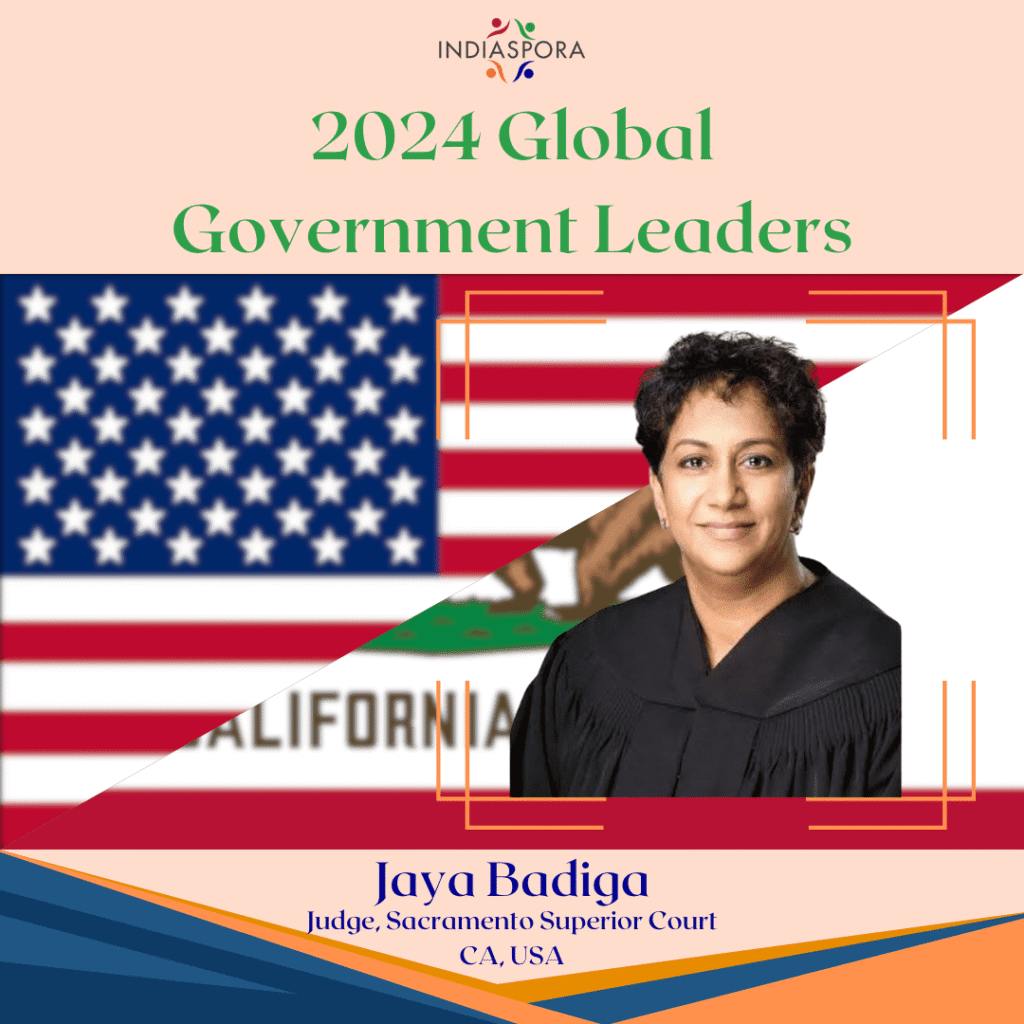 A picture of judge jaya baliga with the words " 2 0 2 4 global government leaders."