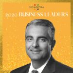 A man in suit and tie with the words indiaspora 2 0 2 0 business leaders.