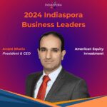A man in business attire and tie with the words 2 0 2 4 indiaspora business leaders.