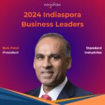 A man in suit and tie with the words " 2 0 2 4 indiaspora business leaders " below him.