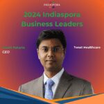 A man in a suit and tie with the words " 2 0 2 4 indiaspora business leaders."