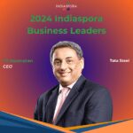 A man in suit and tie with the words " 2 0 2 4 indiaspora business leaders."