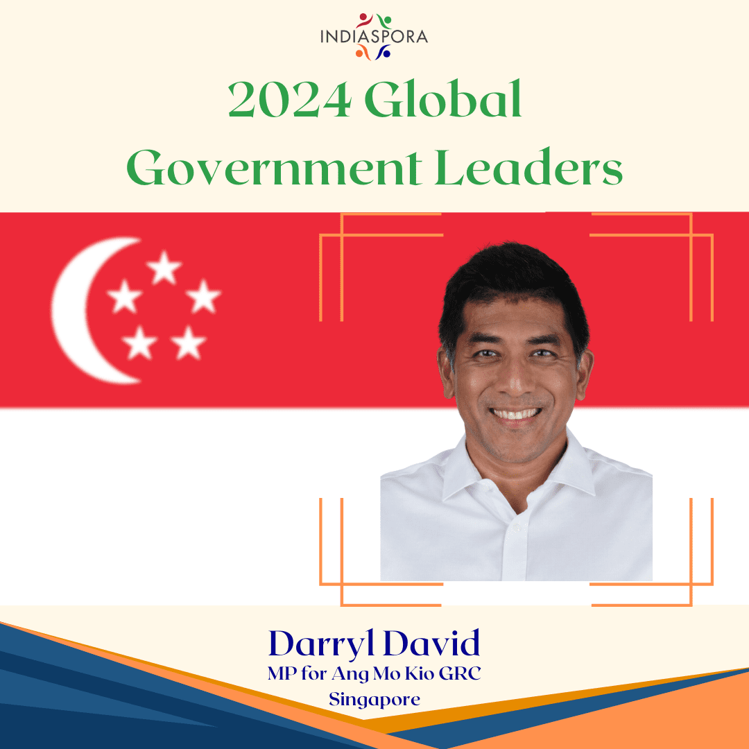 A man with a flag on his shirt and the words 2 0 2 4 global government leaders darry david