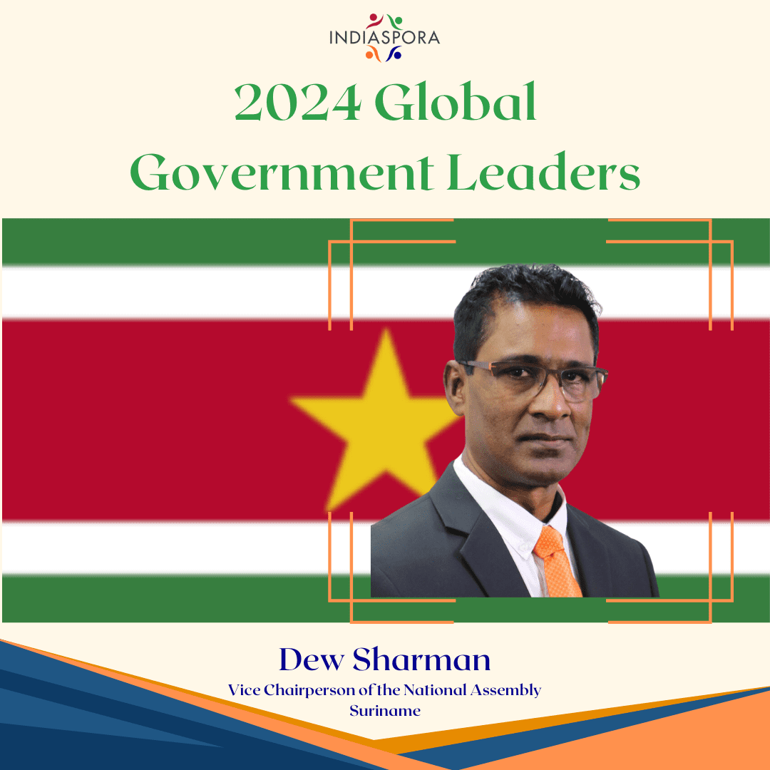A picture of dev sharman with the words 2 0 2 4 global government leaders