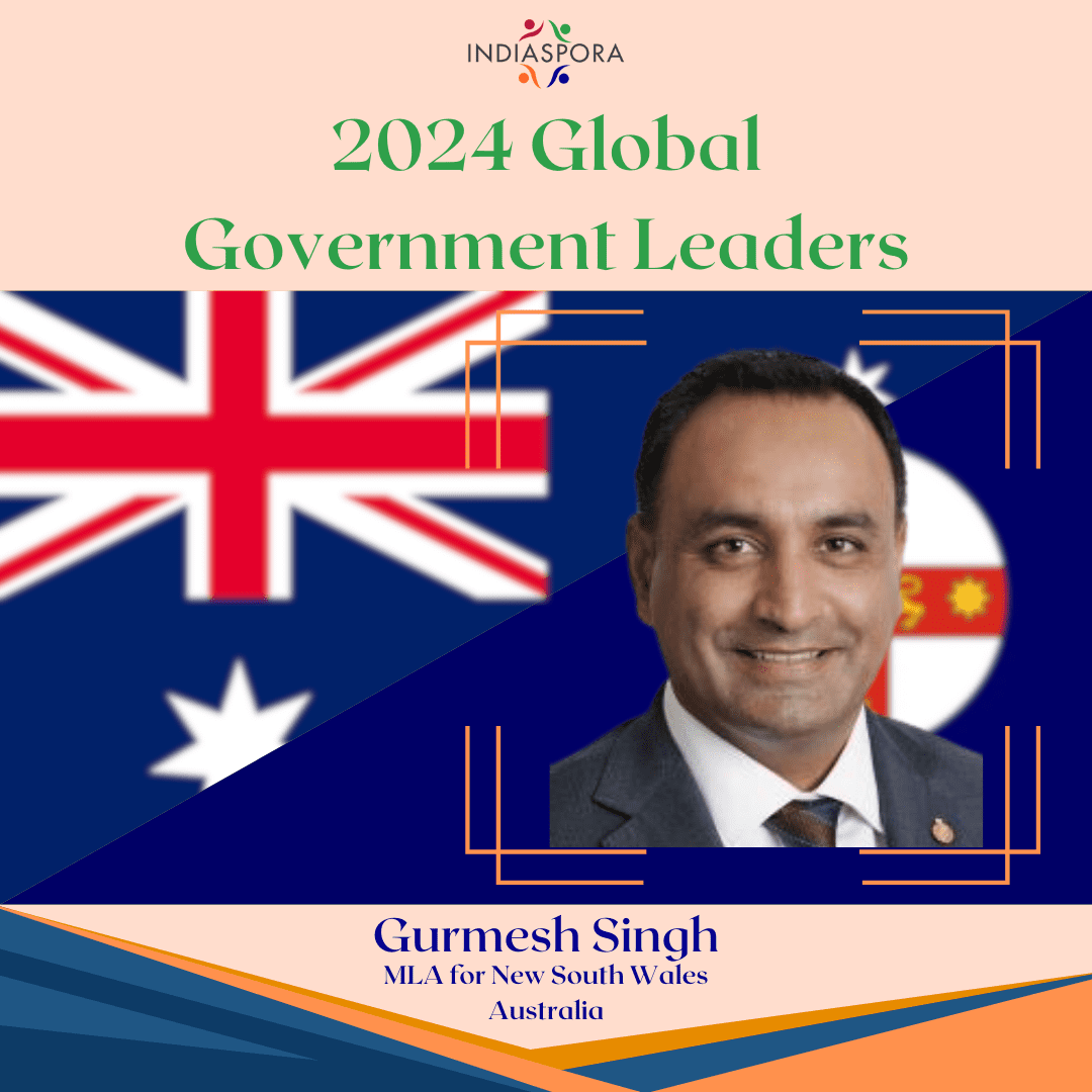 A picture of gurmesh singh with the words 2 0 2 4 global government leaders.