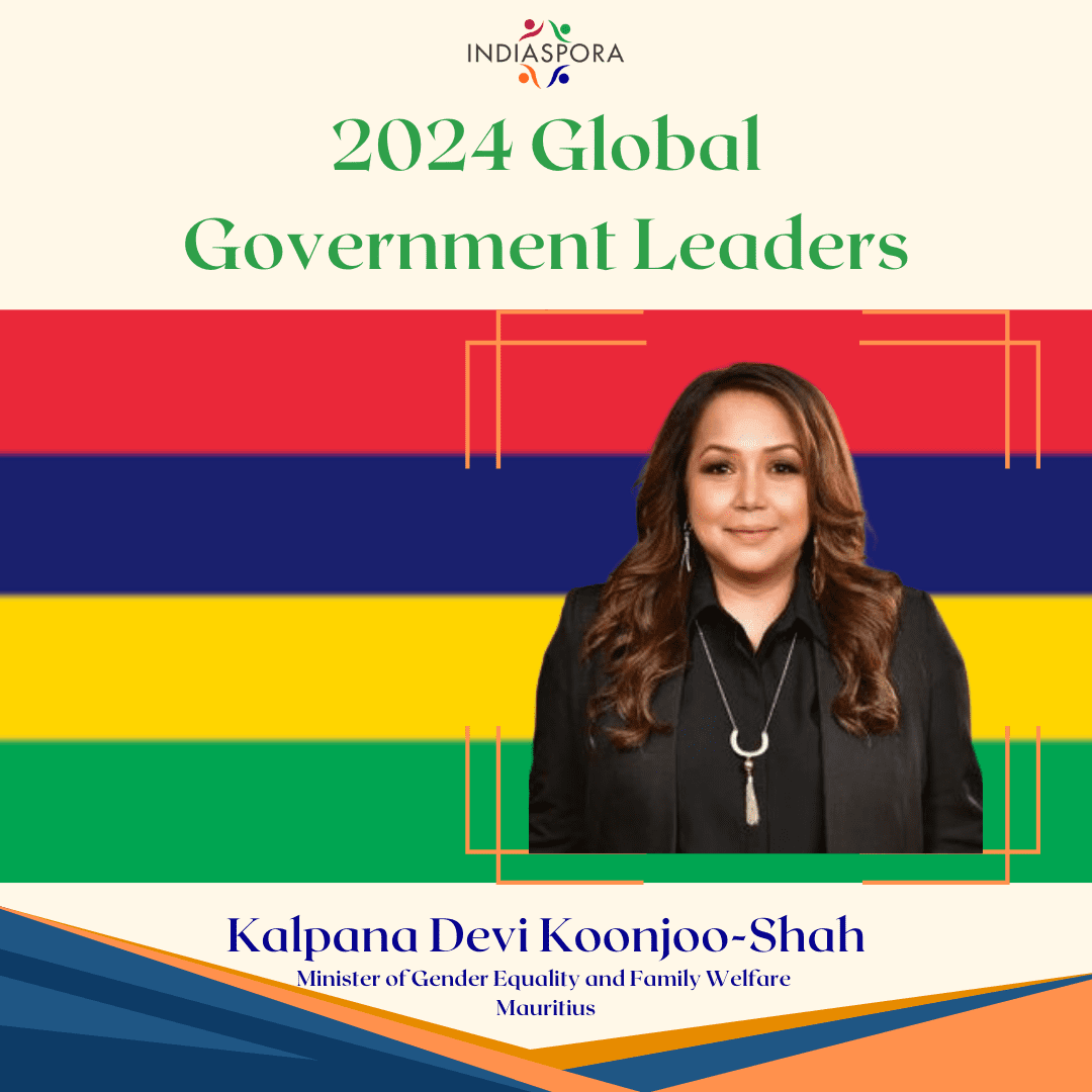 A woman standing in front of the words 2 0 2 4 global government leaders.