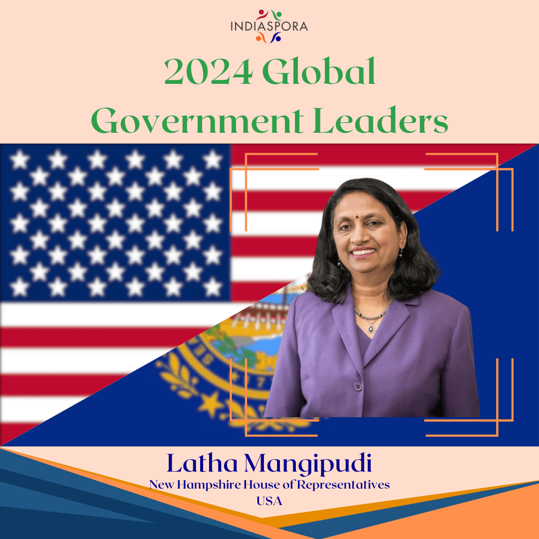 A picture of latha mangipudi with the words " 2 0 2 4 global government leaders ".