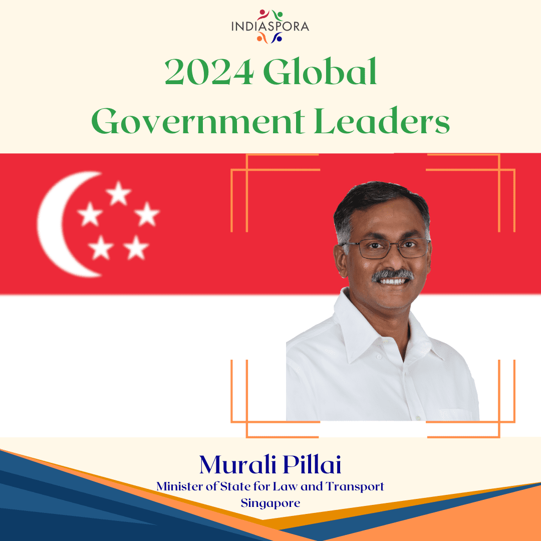 A picture of murali pillai with the words 2 0 2 4 global government leaders.|A man with glasses and a white shirt