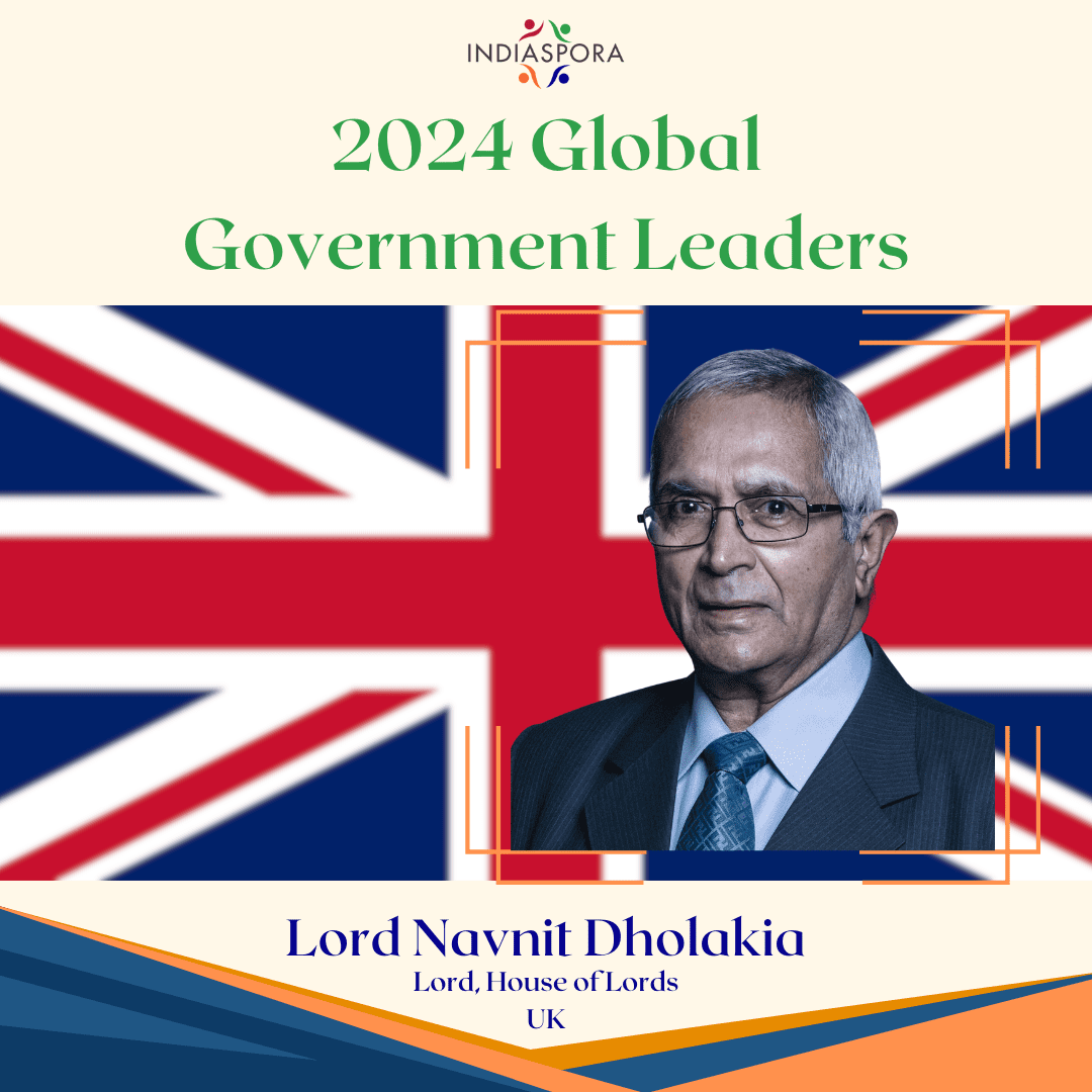 A picture of lord nannit dholakia with the words " 2 0 2 4 global government leaders ".
