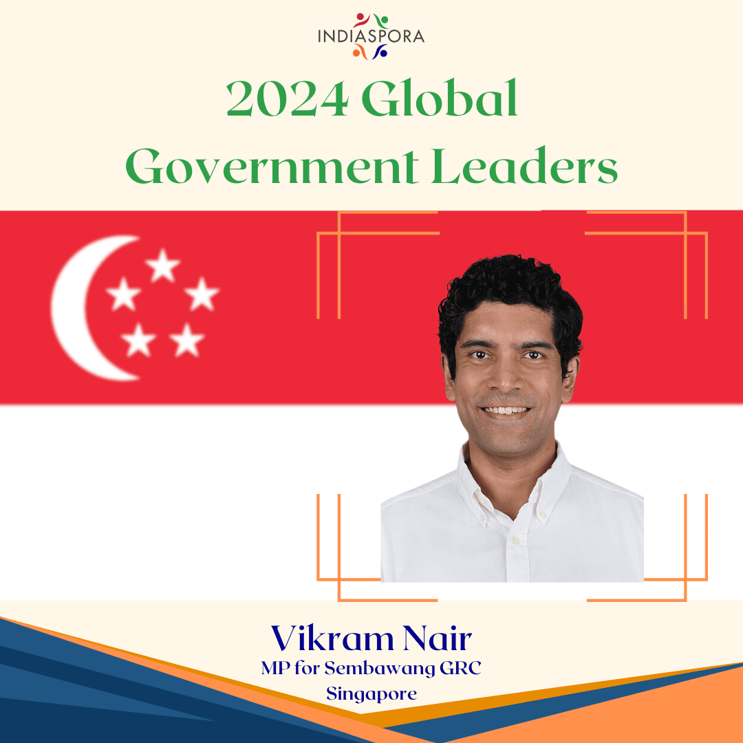 A man with a flag on his shirt and the words 2 0 2 4 global government leaders