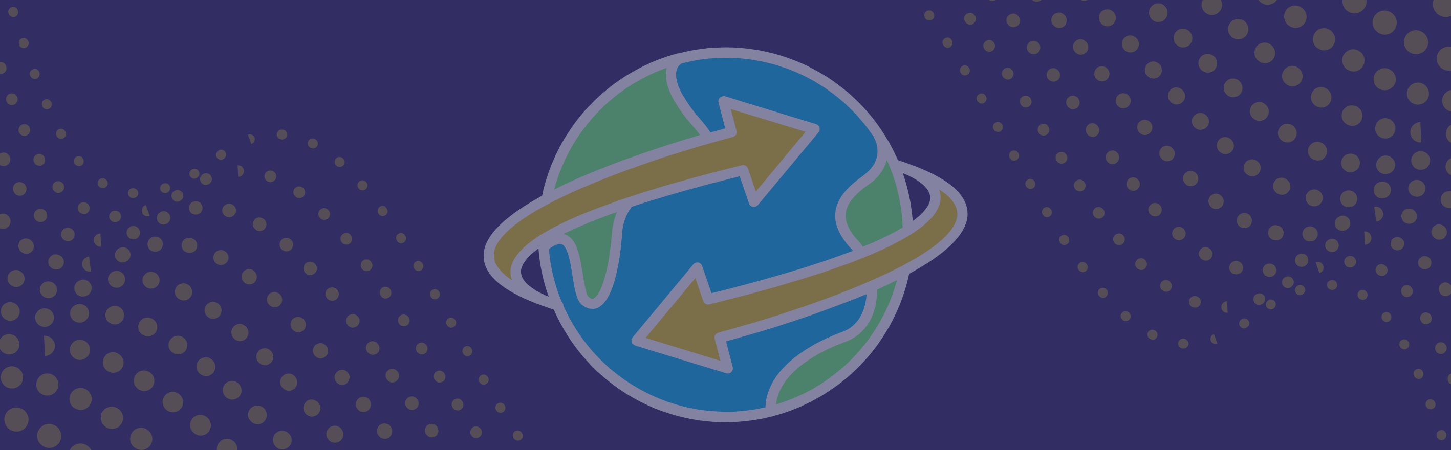 A blue and green earth with arrows around it.