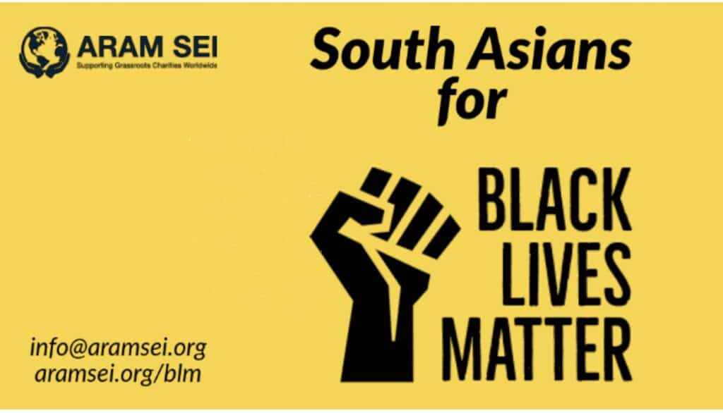 A black lives matter sign with a fist raised.