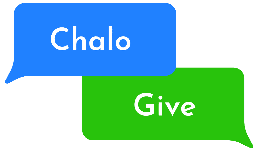 Two buttons with the words chalo and give on them.|A man with beard and smiling at the camera.