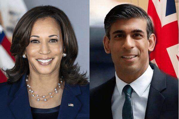 A composite image of kamala harris and bobby jindal.