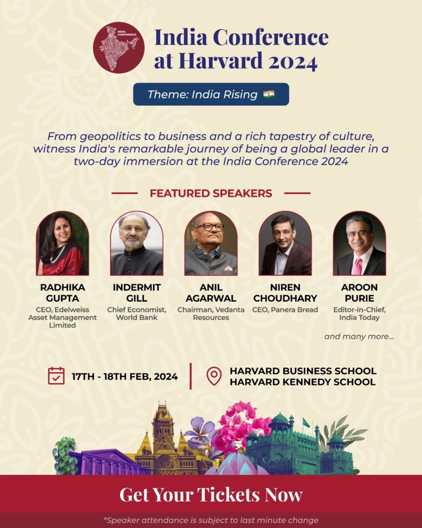 A poster of the harvard india conference