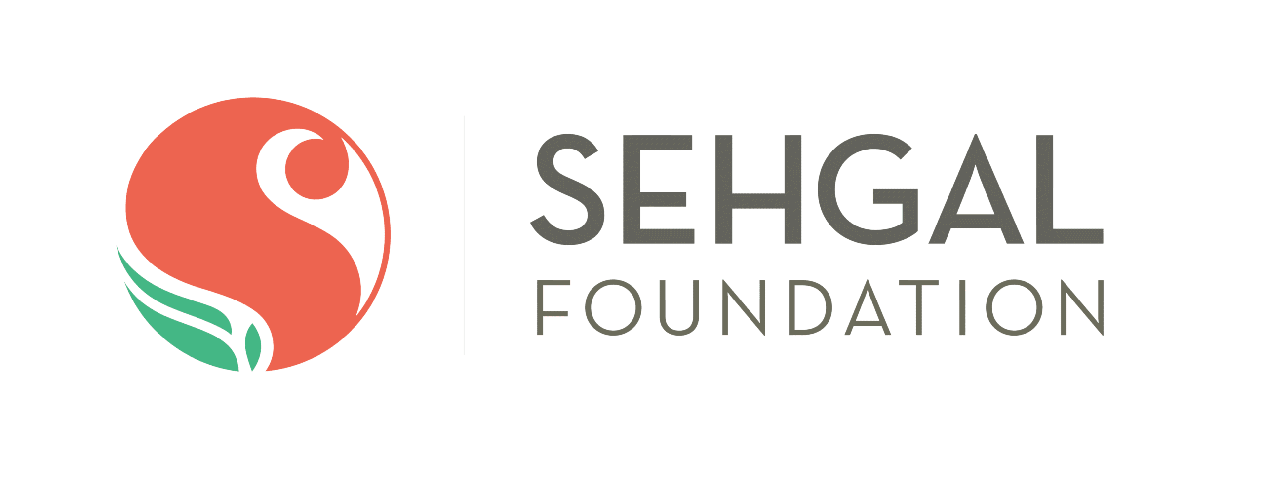 Sehgal Foundation logo with stylized S and leaf|Sehgal Foundation logo with stylized leaf|Sehgal Foundation logo with orange circular emblem