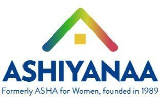 A logo of ashiyana for women|A poster of people walking down the side of a river.