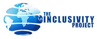 Blue globe, "The Inclusivity Project" text logo.|QR code for The Inclusivity Project donation.|Man with glasses and a beard smiling.