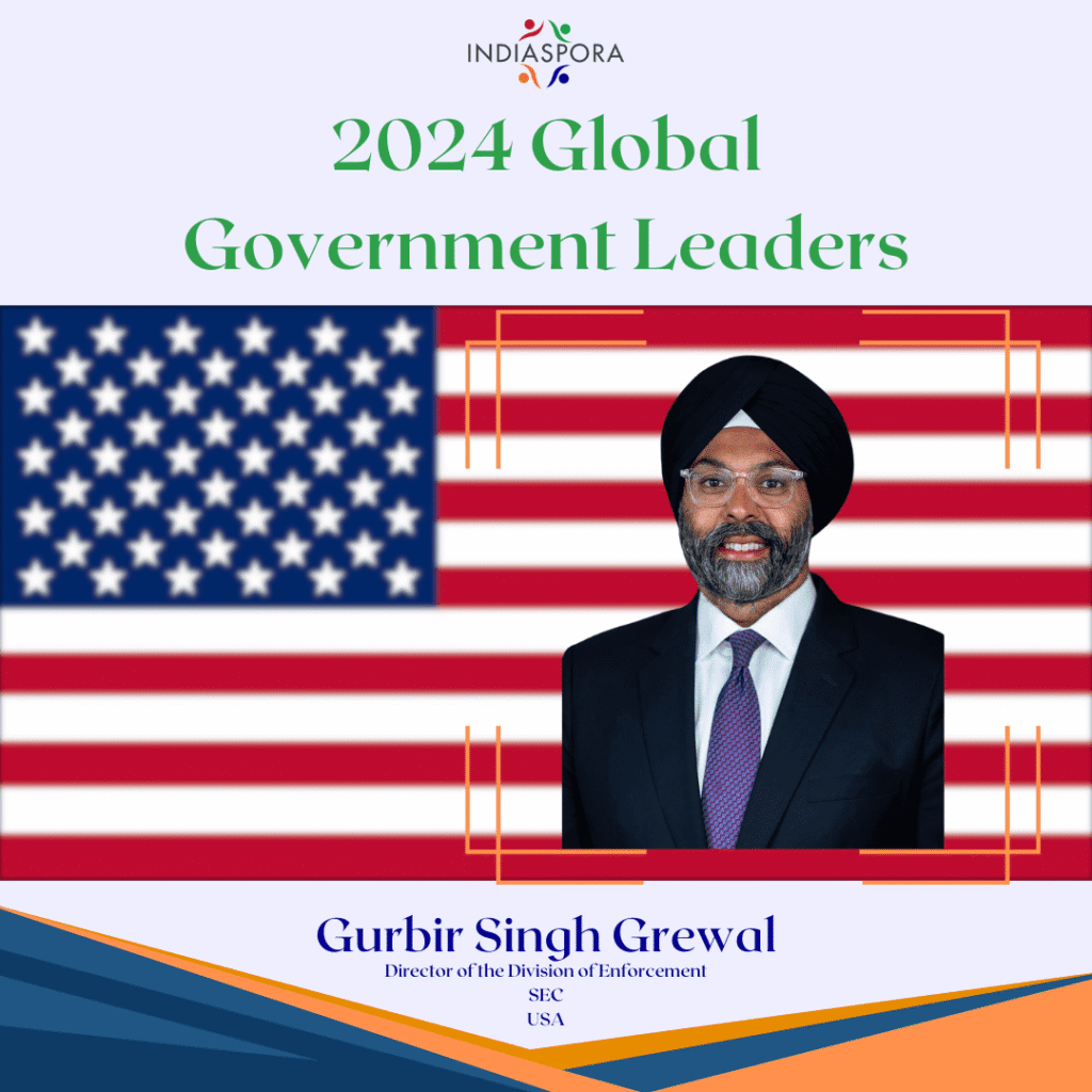 A picture of gurbir singh grewal with the words 2 0 2 4 global government leaders.