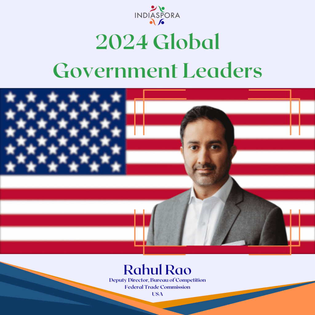 A picture of rahul rao with the american flag.