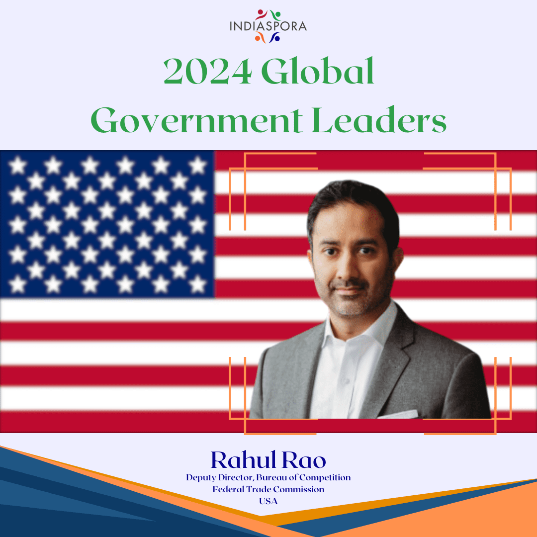 A picture of rahul rao with the american flag.