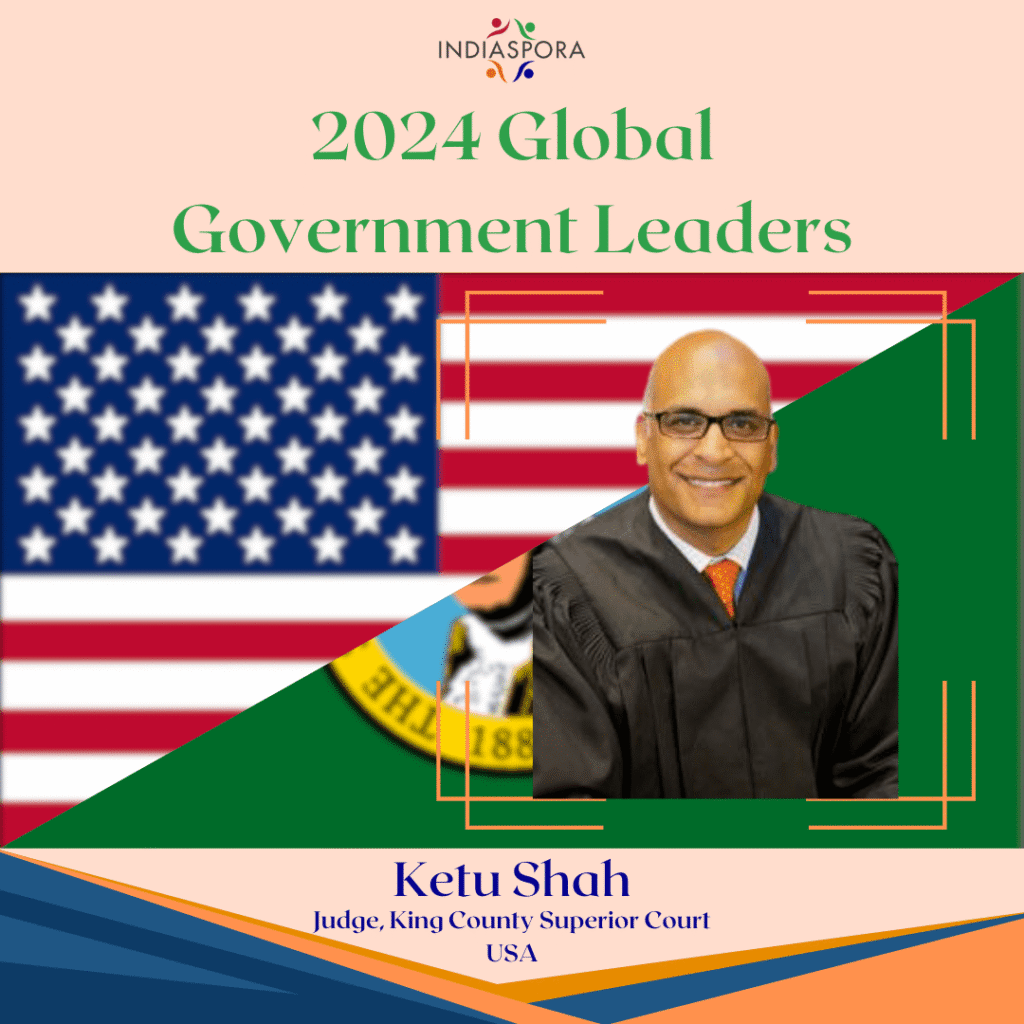 A picture of ketu shah with the words " 2 0 2 4 global government leaders " in front.
