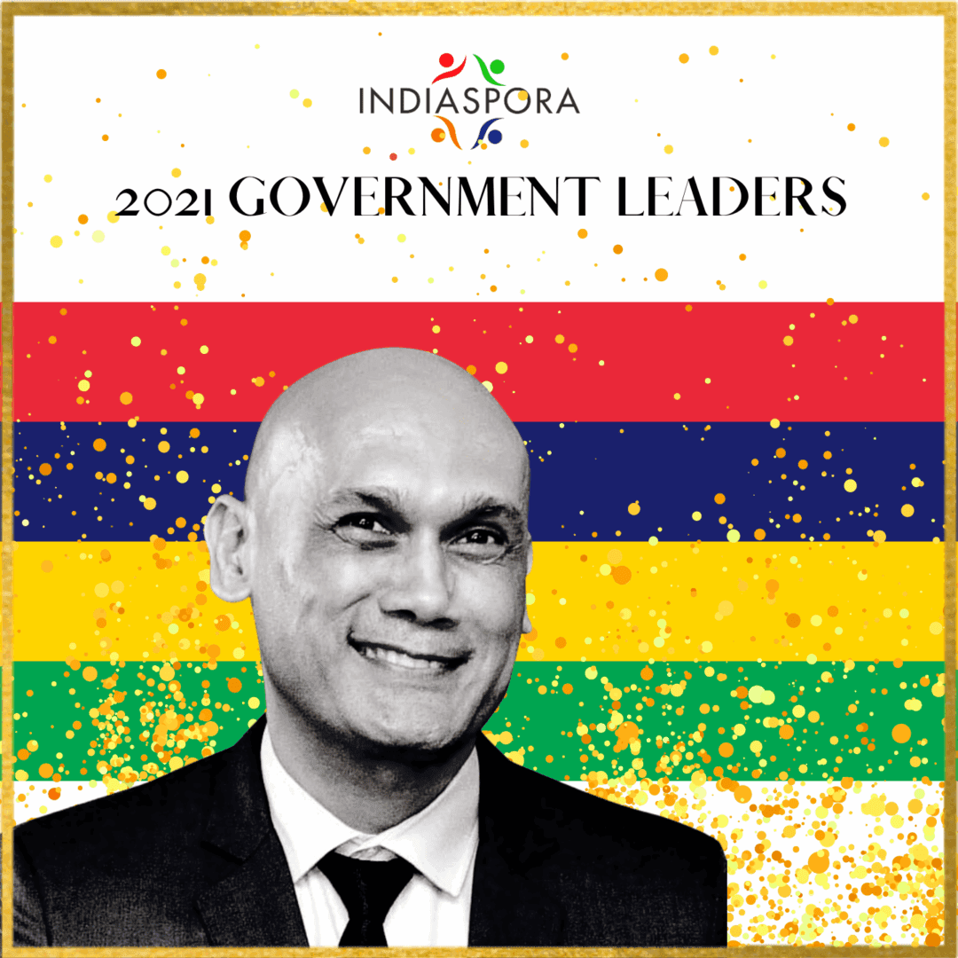 A man in suit and tie with the words indiaspora 2 0 2 1 government leaders written above him.